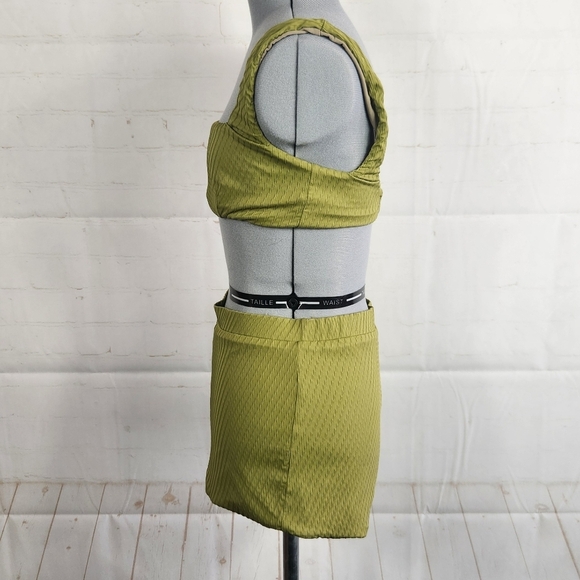 Fella Australian Vacation Textured Ribbed High Waisted Bikini Set Olive Green M - Picture 6 of 16